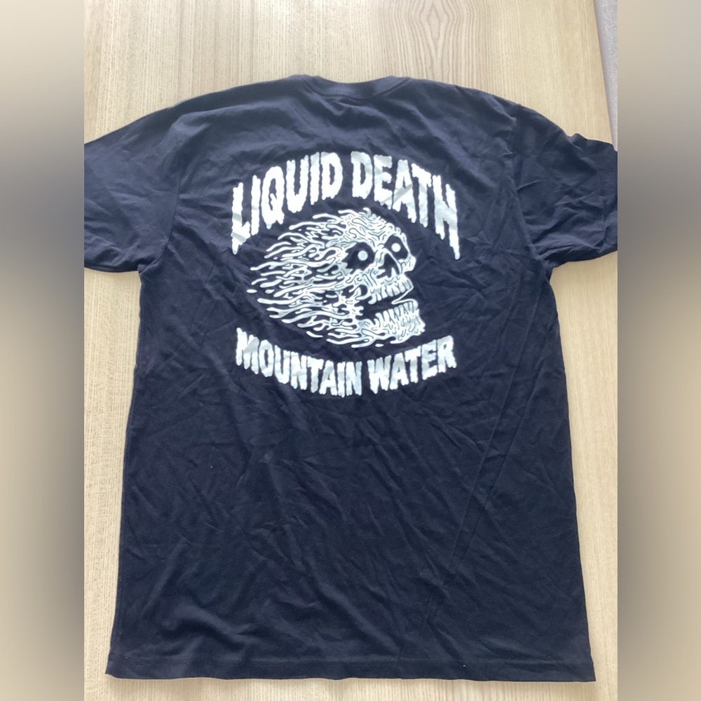Liquid Death Mountain Water T-Shirt Black “Dripping Skull” New